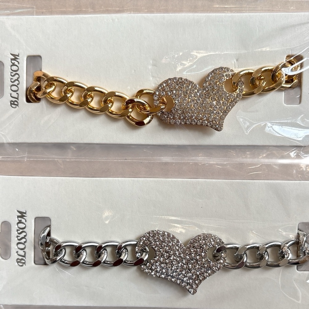 Chunky Crystal Heart Charm Bracelets